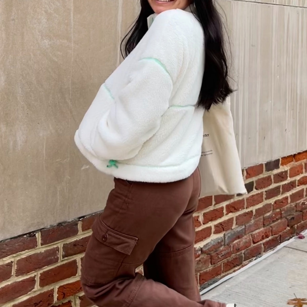 Teddy cropped quater zip